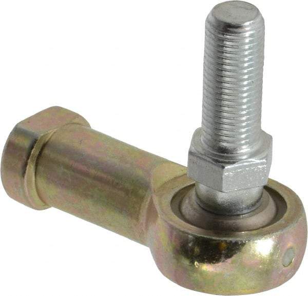 Alinabal - 3/8" ID, 1" Max OD, 3,250 Lb Max Static Cap, Spherical Rod End - 3/8-24 RH, 0.562" Shank Diam, 15/16" Shank Length, Steel with Molded Nyloy Raceway - Apex Tool & Supply