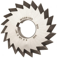 Made in USA - 4° 4" Cut Diam, 3/4" Cut Width, 1-1/4" Arbor, High Speed Steel Double-Angle Cutter - Apex Tool & Supply