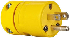 Value Collection - 125 VAC, 15 Amp, 5-15 NEMA, Straight, Ungrounded, Industrial Grade Plug - 2 Pole, 3 Wire, 1 Phase, Rubber, Yellow - Apex Tool & Supply