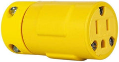 Value Collection - 125 VAC, 15 Amp, 5-15 NEMA, Straight, Ungrounded, Industrial Grade Connector - 2 Pole, 3 Wire, 1 Phase, Rubber, Yellow - Apex Tool & Supply