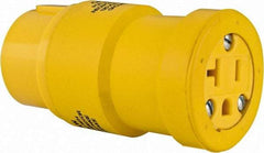 Woodhead Electrical - 1 Outlet, 125 VAC, 20 Amp, Yellow, Single Outlet Adapter - 5-20 NEMA Configuration, CSA Certified, CSA File LR6837, UL File E10176 - Apex Tool & Supply