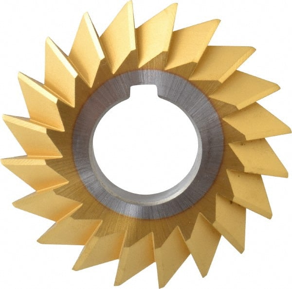 Made in USA - 2-3/4° 2-3/4" Cut Diam, 1/2" Cut Width, 1" Arbor, High Speed Steel Double-Angle Cutter - Apex Tool & Supply