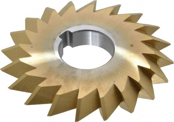 Made in USA - 4° 4" Cut Diam, 1/2" Cut Width, 1-1/4" Arbor, High Speed Steel Double-Angle Cutter - Apex Tool & Supply