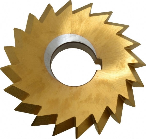 Made in USA - 4° 4" Cut Diam, 1/2" Cut Width, 1-1/4" Arbor, High Speed Steel Double-Angle Cutter - Apex Tool & Supply