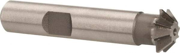 Made in USA - 1/2" Diam x 1/8" Width of Cut, 45° Included Angle, Shank Connection, High Speed Steel Single Angle Cutter - 3/8" Shank Diam, 2-1/8" Overall Length, Right Hand Cut, Uncoated - Apex Tool & Supply