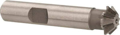 Made in USA - 1/2" Diam x 1/8" Width of Cut, 45° Included Angle, Shank Connection, High Speed Steel Single Angle Cutter - 3/8" Shank Diam, 2-1/8" Overall Length, Right Hand Cut, Uncoated - Apex Tool & Supply