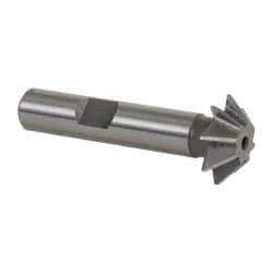 Made in USA - 3/4" Diam x 3/16" Width of Cut, 45° Included Angle, Shank Connection, High Speed Steel Single Angle Cutter - 3/8" Shank Diam, 2-1/8" Overall Length, Right Hand Cut, Uncoated - Apex Tool & Supply