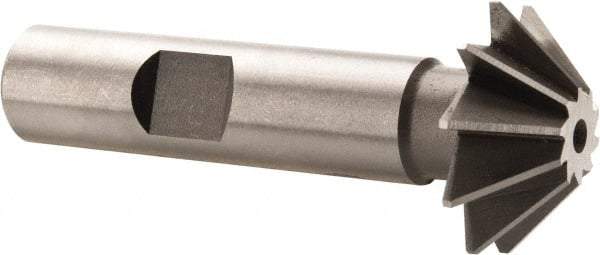 Made in USA - 1" Diam x 5/16" Width of Cut, 45° Included Angle, Shank Connection, High Speed Steel Single Angle Cutter - 1/2" Shank Diam, 2-1/2" Overall Length, Right Hand Cut, Uncoated - Apex Tool & Supply