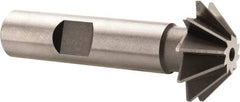 Made in USA - 1" Diam x 5/16" Width of Cut, 45° Included Angle, Shank Connection, High Speed Steel Single Angle Cutter - 1/2" Shank Diam, 2-1/2" Overall Length, Right Hand Cut, Uncoated - Apex Tool & Supply