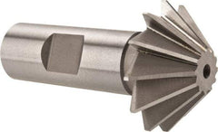 Made in USA - 1-1/2" Diam x 1/2" Width of Cut, 45° Included Angle, Shank Connection, High Speed Steel Single Angle Cutter - 3/4" Shank Diam, 2-3/4" Overall Length, Right Hand Cut, Uncoated - Apex Tool & Supply