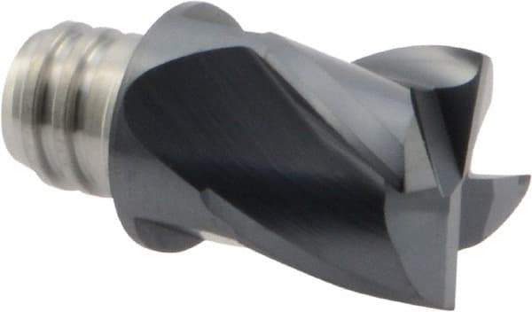 Iscar - MM EC Grade IC908 Carbide End Milling Tip Insert - TiAlN Finish, 4 Flutes, 1/2" Cutting Diam, 3/8" Depth of Cut, 0.65" Extension, 0.015" Cnr Rad, 30° Helix - Apex Tool & Supply