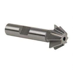 Made in USA - 3/4" Diam x 5/16" Width of Cut, 60° Included Angle, Shank Connection, High Speed Steel Single Angle Cutter - 3/8" Shank Diam, 2-1/8" Overall Length, Right Hand Cut, Uncoated - Apex Tool & Supply