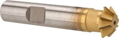 Made in USA - 1/2" Diam x 1/8" Width of Cut, 45° Included Angle, Shank Connection, High Speed Steel Single Angle Cutter - 3/8" Shank Diam, 2-1/8" Overall Length, Right Hand Cut, TiN Coated - Apex Tool & Supply