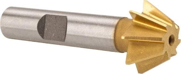 Made in USA - 3/4" Diam x 5/16" Width of Cut, 60° Included Angle, Shank Connection, High Speed Steel Single Angle Cutter - 3/8" Shank Diam, 2-1/8" Overall Length, Right Hand Cut, TiN Coated - Apex Tool & Supply