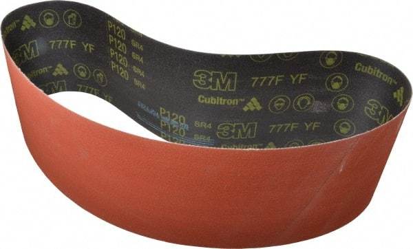 3M - 6" Wide x 310" OAL, 80 Grit, Ceramic Abrasive Belt - Ceramic, Medium, Coated, YF Weighted Cloth Backing, Wet/Dry, Series 777F - Apex Tool & Supply