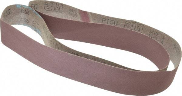3M - 2" Wide x 72" OAL, 150 Grit, Aluminum Oxide Abrasive Belt - Aluminum Oxide, Very Fine, Coated, X Weighted Cloth Backing, Series 341D - Apex Tool & Supply