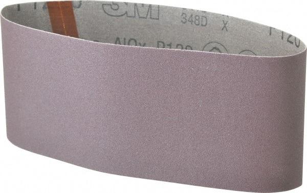 3M - 4" Wide x 21-3/4" OAL, 120 Grit, Aluminum Oxide Abrasive Belt - Aluminum Oxide, Fine, Coated, X Weighted Cloth Backing, Series 341D - Apex Tool & Supply
