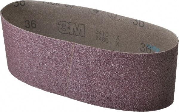 3M - 4" Wide x 24" OAL, 36 Grit, Aluminum Oxide Abrasive Belt - Aluminum Oxide, Very Coarse, Coated, X Weighted Cloth Backing, Series 341D - Apex Tool & Supply