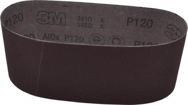 3M - 4" Wide x 24" OAL, 120 Grit, Aluminum Oxide Abrasive Belt - Aluminum Oxide, Fine, Coated, X Weighted Cloth Backing, Series 341D - Apex Tool & Supply
