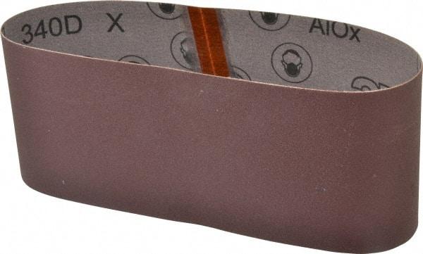 3M - 4" Wide x 24" OAL, 120 Grit, Aluminum Oxide Abrasive Belt - Aluminum Oxide, Fine, Coated, X Weighted Cloth Backing, Series 240D - Apex Tool & Supply
