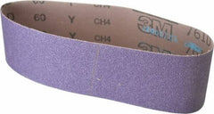 3M - 3" Wide x 24" OAL, 60 Grit, Ceramic Abrasive Belt - Ceramic, Medium, Coated, Y Weighted Cloth Backing, Series 761D - Apex Tool & Supply