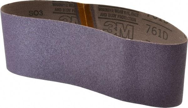 3M - 4" Wide x 24" OAL, 60 Grit, Ceramic Abrasive Belt - Ceramic, Medium, Coated, Y Weighted Cloth Backing, Series 761D - Apex Tool & Supply