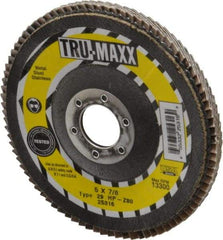 Tru-Maxx - 80 Grit, 5" Disc Diam, 7/8" Center Hole, Type 29 Zirconia Alumina Flap Disc - 12,200 Max RPM, Arbor Attaching System, Coated - Apex Tool & Supply