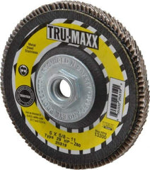 Tru-Maxx - 60 Grit, 5" Disc Diam, 5/8-11 Center Hole, Type 29 Zirconia Alumina Flap Disc - 12,200 Max RPM, Arbor Attaching System, Coated - Apex Tool & Supply