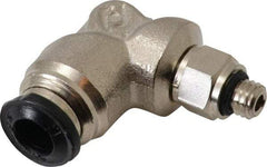 Alpha Technologies - 5mm Outside Diam, M5 Metric, Nickel Plated Brass Push-to-Connect Tube Male Swivel Elbow - 250 Max psi, Tube to Metric Thread Connection, Buna O-Ring - Apex Tool & Supply