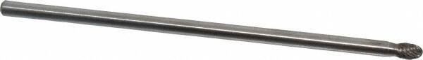 Made in USA - 1/4" Cut Diam, 1/4" Shank Diam, Oval Head Double Cut Burr - Carbide, Radius End, 3/8" LOC, 6" OAL - Apex Tool & Supply