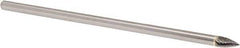 Made in USA - 1/4" Cut Diam, 1/4" Shank Diam, Tree Head Double Cut Burr - Carbide, Point End, 1/2" LOC, 6" OAL - Apex Tool & Supply