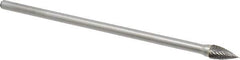 Made in USA - 3/8" Cut Diam, 1/4" Shank Diam, Tree Head Double Cut Burr - Carbide, Point End, 3/4" LOC, 6" OAL - Apex Tool & Supply