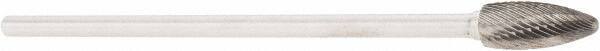 Made in USA - 1/2" Cut Diam, 1/4" Shank Diam, Flame Head Double Cut Burr - Carbide, Radius End, 1-1/4" LOC, 6" OAL - Apex Tool & Supply
