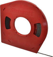 Starrett - 1/4" x 100' x 0.025" Carbon Steel Band Saw Blade Coil Stock - 4 TPI, Toothed Edge, Hook Form, Raker Set, Flexible Back, Positive Angle, Constant Pitch, Contour Cutting - Apex Tool & Supply