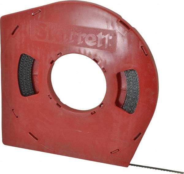 Starrett - 1/4" x 100' x 0.025" Carbon Steel Band Saw Blade Coil Stock - 6 TPI, Toothed Edge, Skip Form, Raker Set, Flexible Back, No Rake Angle, Constant Pitch, Contour Cutting - Apex Tool & Supply