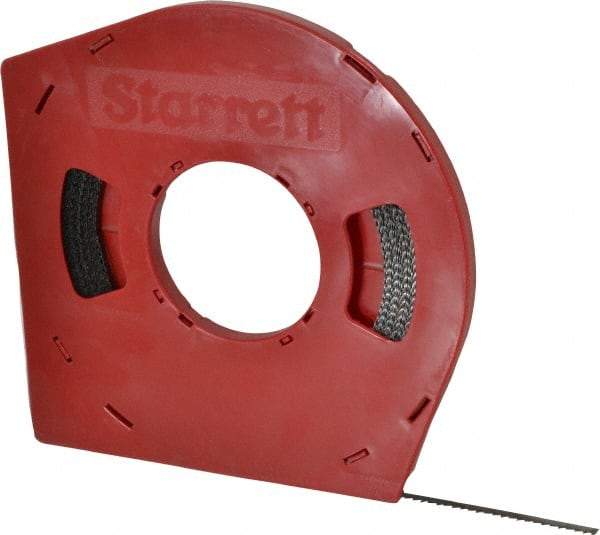 Starrett - 1/4" x 100' x 0.025" Carbon Steel Band Saw Blade Coil Stock - 6 TPI, Toothed Edge, Hook Form, Raker Set, Flexible Back, Positive Angle, Constant Pitch, Contour Cutting - Apex Tool & Supply