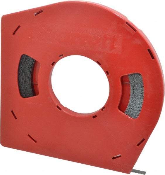 Starrett - 3/8" x 100' x 0.025" Carbon Steel Band Saw Blade Coil Stock - 14 TPI, Toothed Edge, Straight Form, Raker Set, Flexible Back, No Rake Angle, Constant Pitch, Contour Cutting - Apex Tool & Supply