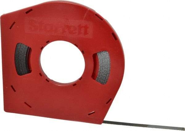 Starrett - 1/2" x 100' x 0.025" Carbon Steel Band Saw Blade Coil Stock - 10 TPI, Toothed Edge, Straight Form, Raker Set, Flexible Back, No Rake Angle, Constant Pitch, Contour Cutting - Apex Tool & Supply