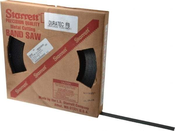 Starrett - 3/4" x 100' x 0.032" Carbon Steel Band Saw Blade Coil Stock - 10 TPI, Toothed Edge, Straight Form, Raker Set, Flexible Back, No Rake Angle, Constant Pitch, Contour Cutting - Apex Tool & Supply