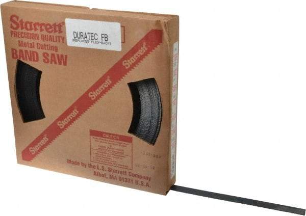 Starrett - 3/4" x 100' x 0.032" Carbon Steel Band Saw Blade Coil Stock - 14 TPI, Toothed Edge, Straight Form, Raker Set, Flexible Back, No Rake Angle, Constant Pitch, Contour Cutting - Apex Tool & Supply