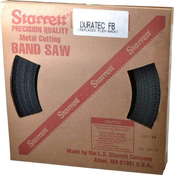 Starrett - 1" x 100' x 0.035" Carbon Steel Band Saw Blade Coil Stock - 8 TPI, Toothed Edge, Straight Form, Raker Set, Flexible Back, No Rake Angle, Constant Pitch, Contour Cutting - Apex Tool & Supply