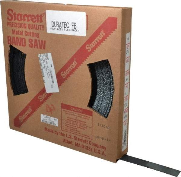 Starrett - 1" x 100' x 0.035" Carbon Steel Band Saw Blade Coil Stock - 10 TPI, Toothed Edge, Straight Form, Raker Set, Flexible Back, No Rake Angle, Constant Pitch, Contour Cutting - Apex Tool & Supply