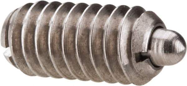 Gibraltar - 1/4-20, 17/32" Thread Length, 0.078" Plunger Projection, Stainless Steel Threaded Spring Plunger - 0.119" Max Plunger Diam, 0.531" Plunger Length, 3 Lb Init End Force, 10.5 Lb Final End Force - Apex Tool & Supply