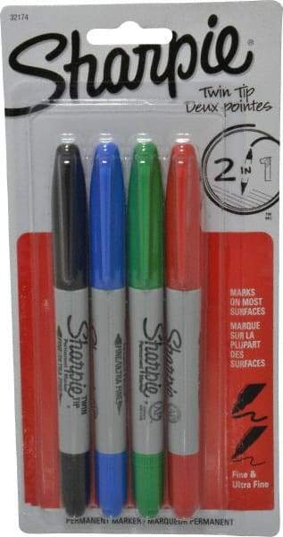 Sharpie - Black, Red, Blue, Green Wet Surface Pen - Twin Tip, AP Nontoxic Ink Fine/Ultra Fine Tip, AP Nontoxic Ink - Apex Tool & Supply