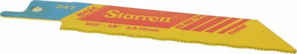 Starrett - 4" Long x 3/4" Thick, Bi-Metal Reciprocating Saw Blade - Straight Profile, 24 TPI, Toothed Edge, Universal Shank - Apex Tool & Supply