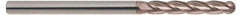SGS - 1/2" Diam, 3" LOC, 4 Flute Solid Carbide Ball End Mill - TiCN Finish, Single End, 6" OAL, 1/2" Shank Diam, Spiral Flute - Apex Tool & Supply