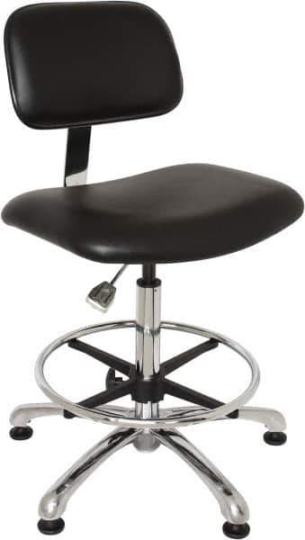 Bevco - Clean Room Swivel Chair - 20" Wide x 17-1/4" Deep, Vinyl Seat, Black - Apex Tool & Supply