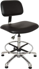 Bevco - Clean Room Swivel Chair - 20" Wide x 17-1/4" Deep, Vinyl Seat, Black - Apex Tool & Supply