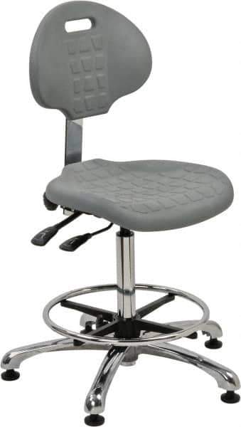Bevco - Adjustable Chair - 18" Wide x 17-1/4" Deep, Polyurethane Seat, Gray - Apex Tool & Supply