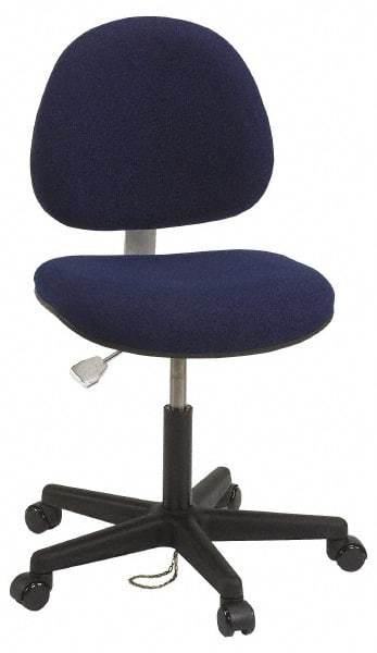 Bevco - ESD Swivel Chair with Back Rest - 18" Wide x 18" Deep, Conductive Cloth Seat, Navy Blue - Apex Tool & Supply